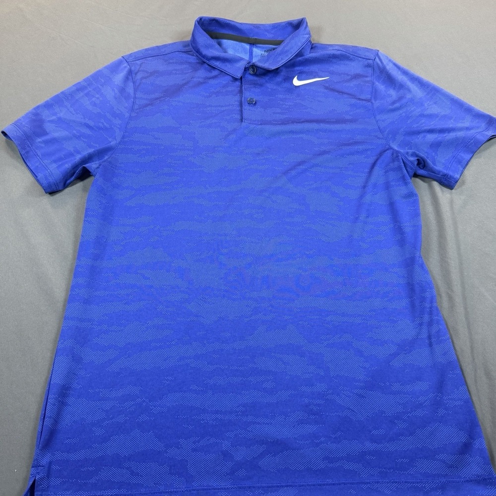 Nike Dri-Fit Mens‎ Small Blue Geometric Camo Standard Fit Golf Polo Shirt